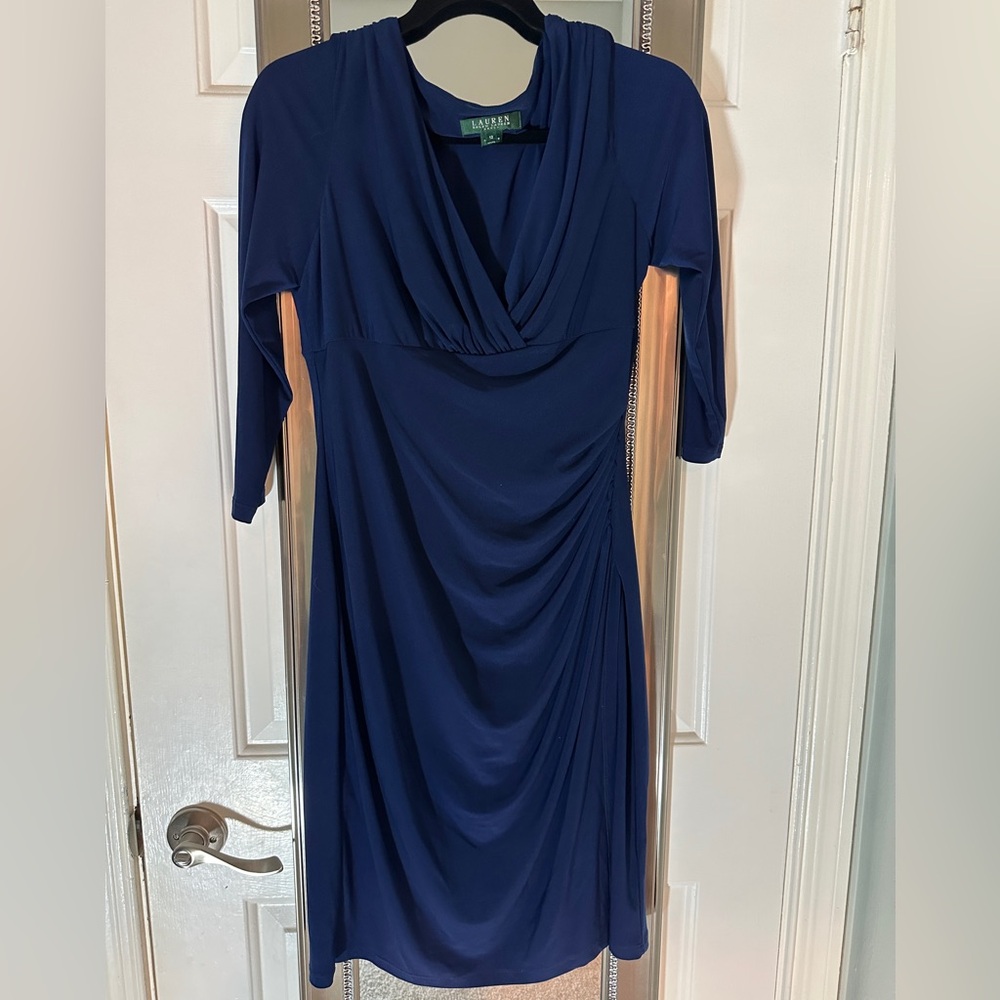Ralph Lauren Asymmetrical Dress in Deep Blue